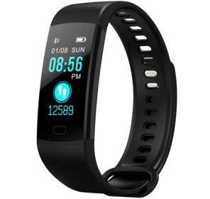 Color Screen Smart Bracelet With Heart Rate Blood Pressure Bluetooth Smart Watch Pedometer Smart Wristband (Color: BLACK)