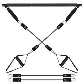 Pilates Bar Kit with 180LBS Resistance Bands Multifunctional Pilates Yoga Toning Bar Full Body Exercise (Resistance: 100lbs)