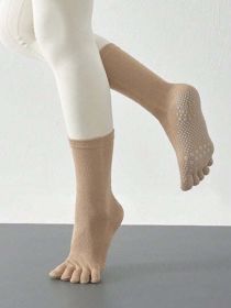 Nonslip Yoga Socks Ideal for Pilates Dance Indoor Sports (Color: Khaki)