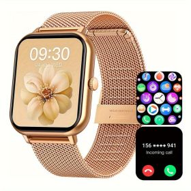 183 Full Touch Screen Smart Watch 100 Sport Modes Ai Control Games Ideal for Android IOS Phones (Color: Full Metal Golden)