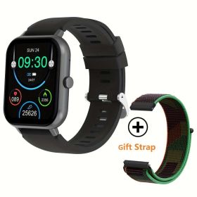 183 Full Touch Screen Smart Watch 100 Sport Modes Ai Control Games Ideal for Android IOS Phones (Color: Black+1pc Extra Strap)