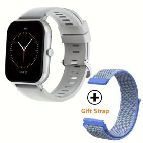 183 Full Touch Screen Smart Watch 100 Sport Modes Ai Control Games Ideal for Android IOS Phones (Color: Silver+1pc Extra Strap)