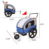 2-in-1 Double 2 Seat Bicycle Bike Trailer Jogger Stroller for Kids Children Foldable Collapsible w/Pivot Front Wheel